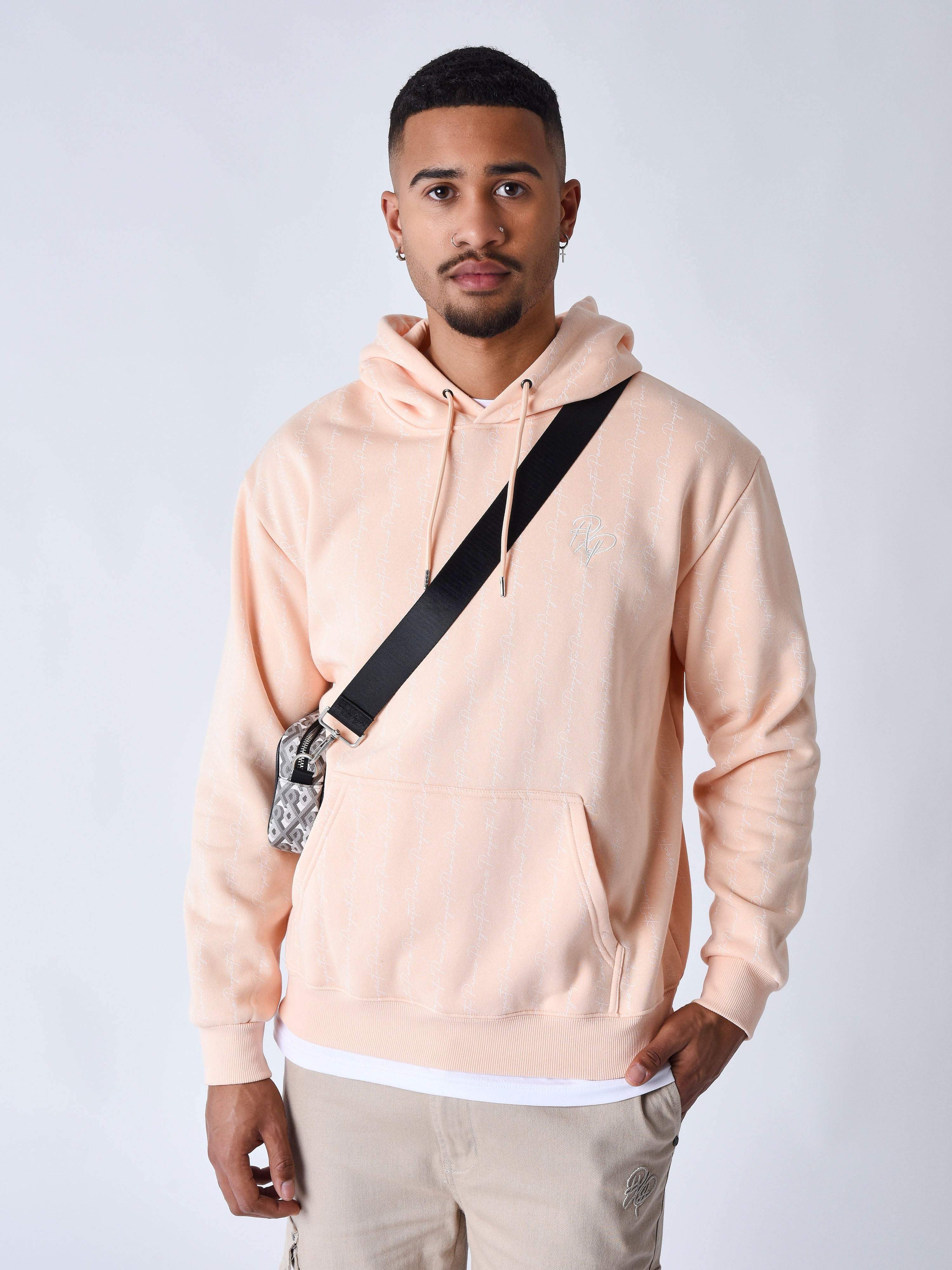 sweat-a-capuche-imprime-ink-drip-pale-peach